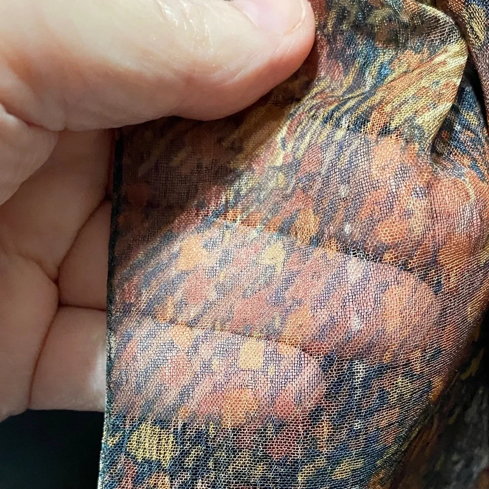 Vintage sheer Multicolor Patterned 59” x 15” Scarf